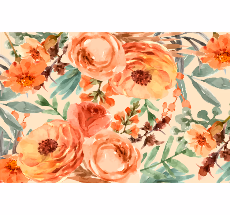 Tenda a rullo camera da letto fiori peonia acquerello - TenStickers