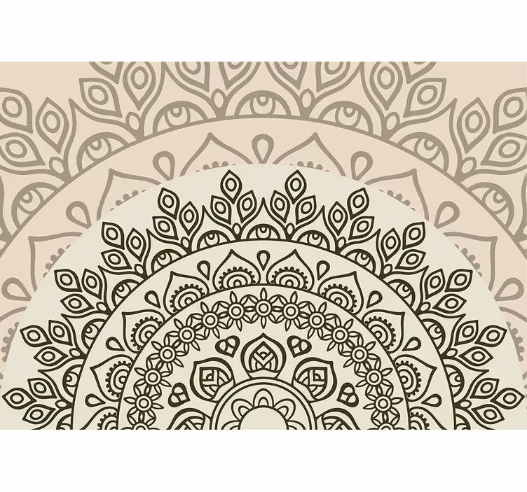 Tenda a rullo beige motivo sole nascente indiano - TenStickers