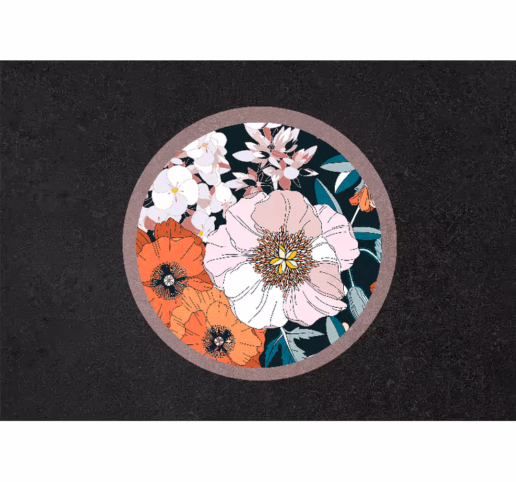 Tenda a rullo camera da letto fiori di cucciolo in cerchio - TenStickers