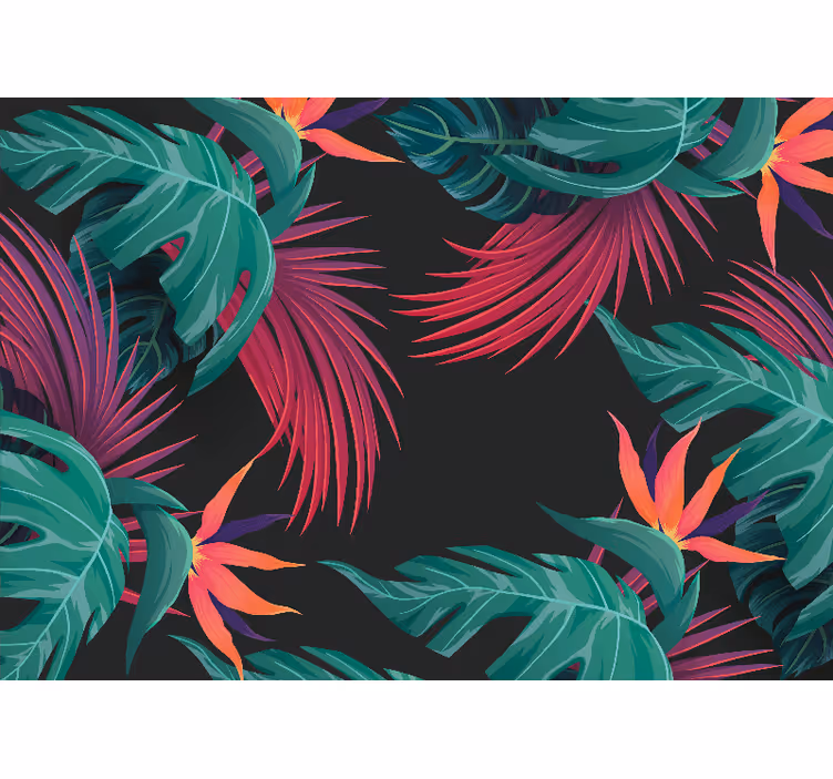 Tenda a rullo camera da letto foglie tropicali turchesi - TenStickers