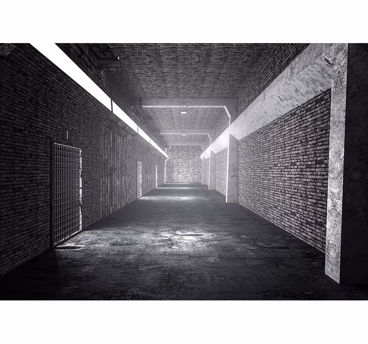 Tenda a rullo camera da letto tunnel di mattoni 3d - TenStickers