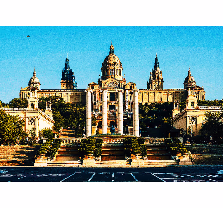 Tenda a rullo camera da letto viste illuminate su montjuic - TenStickers