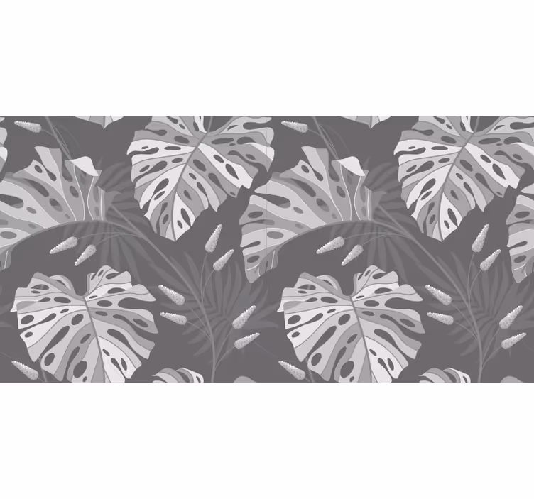 Tenda a rullo grigia foglie tropicali grigie - TenStickers