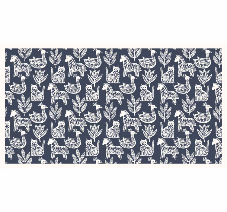 Tenda a rullo grigia motivo cavalli folk - TenStickers