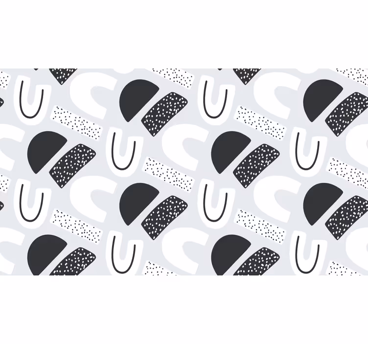 Tenda a rullo grigia motivo figure in bianco e nero anni '80 - TenStickers