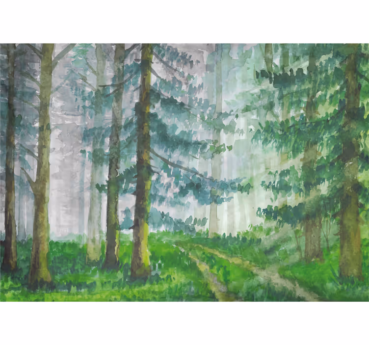 Tenda a rullo soggiorno foresta conifere scandinava - TenStickers