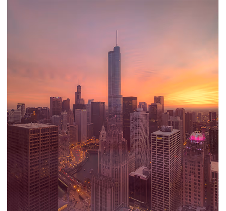Tenda a rullo soggiorno tramonto di new york - TenStickers