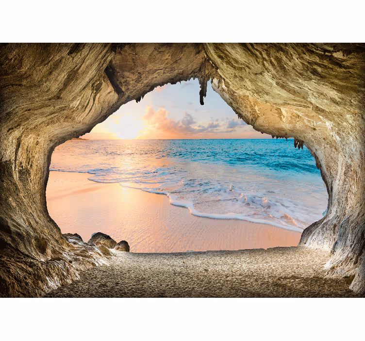 Tenda a rullo soggiorno vista oceano 3d - TenStickers