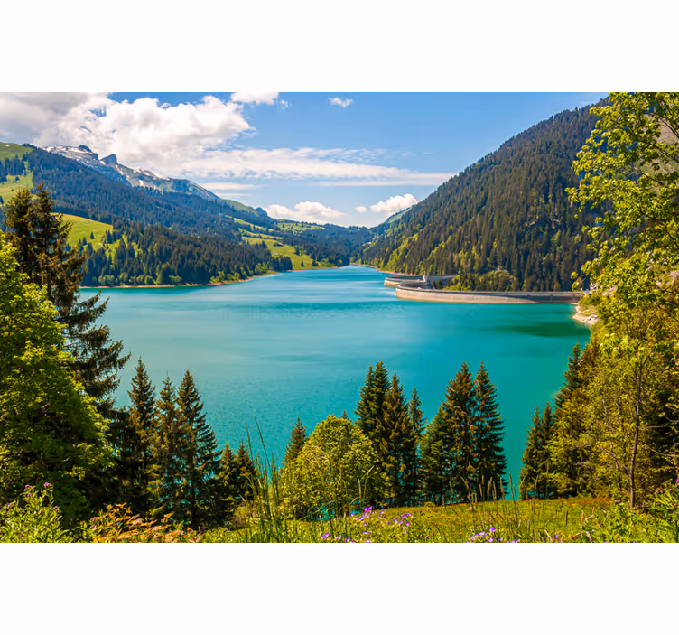 Tenda a rullo soggiorno lago longrin - TenStickers