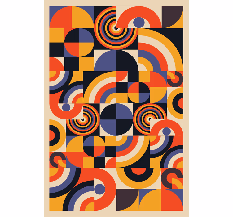 Tenda a rullo soggiorno cerchi bauhaus colorati - TenStickers