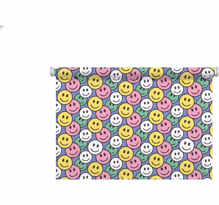 Tenda a rullo camera da letto faccine sorridenti pastello - TenStickers