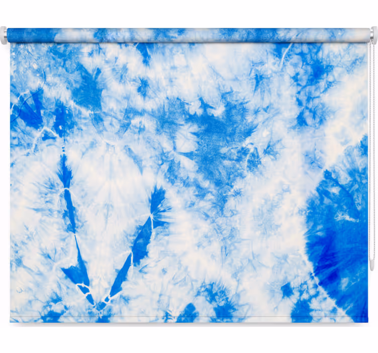 Tenda a rullo camera da letto blu e bianca tie dye - TenStickers