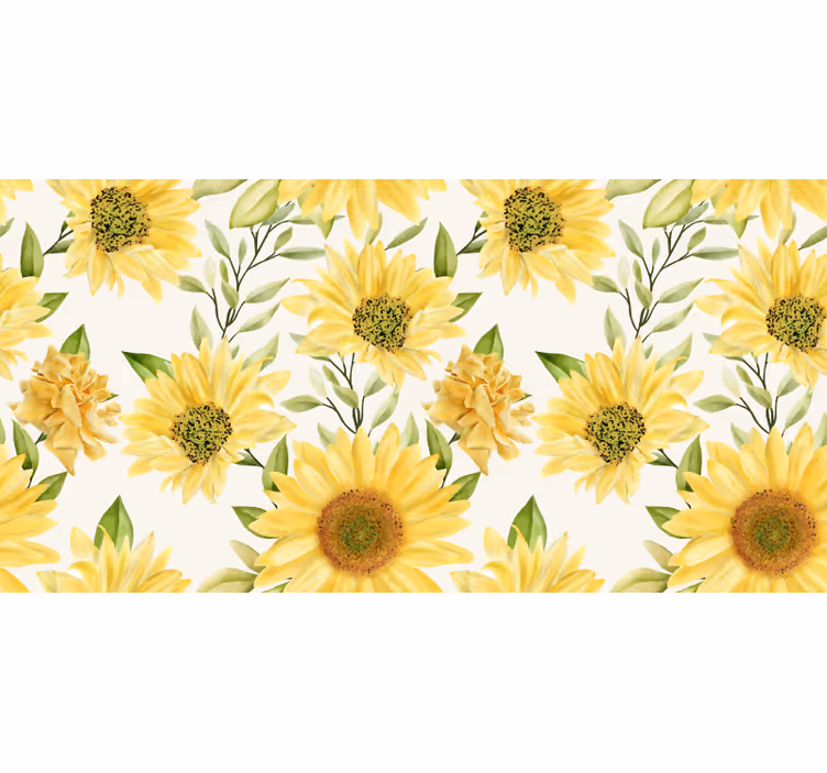 Tenda a rullo camera da letto girasole su sfondo bianco - TenStickers