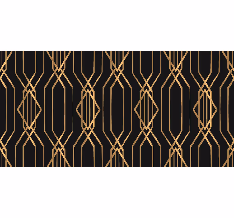 Tenda a rullo camera da letto design geometrico nero e oro - TenStickers