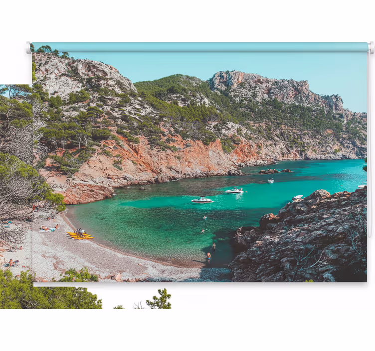 Tenda a rullo camera da letto spiaggia rocciosa mallorca - TenStickers
