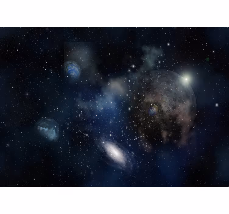 Tenda a rullo camera da letto vista spaziale e pianeta - TenStickers