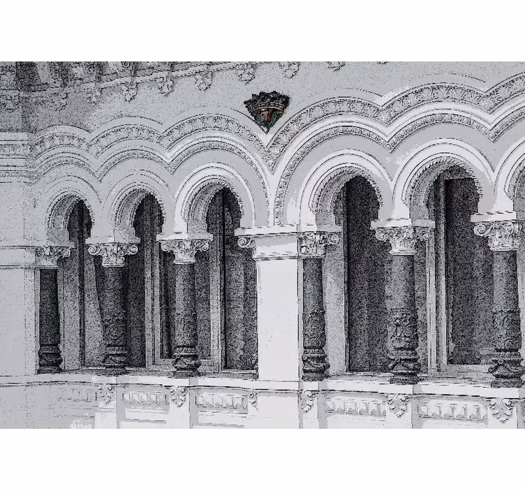Tenda a rullo bianca architettura antica 3d - TenStickers