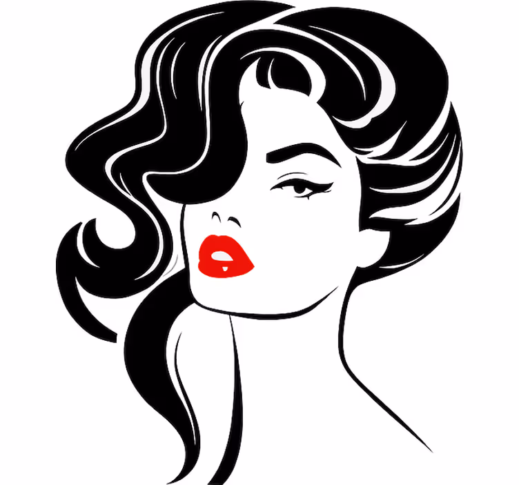 Tenda a rullo bianca donna elegante con labbra rosse - TenStickers