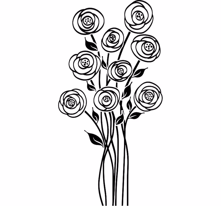 Tenda a rullo bianca bouquet floreale astratto - TenStickers