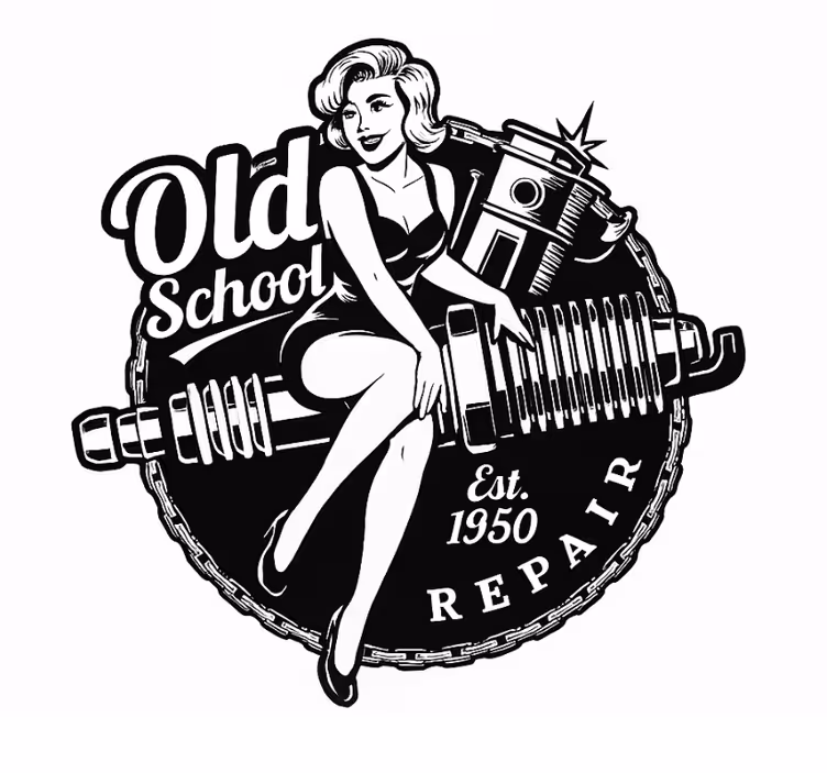 Tenda a rullo soggiorno pinup garage vintage - TenStickers