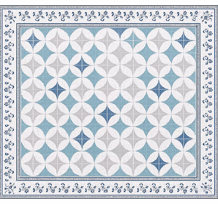 Tenda a rullo soggiorno effetto piastrelle blu vintage - TenStickers