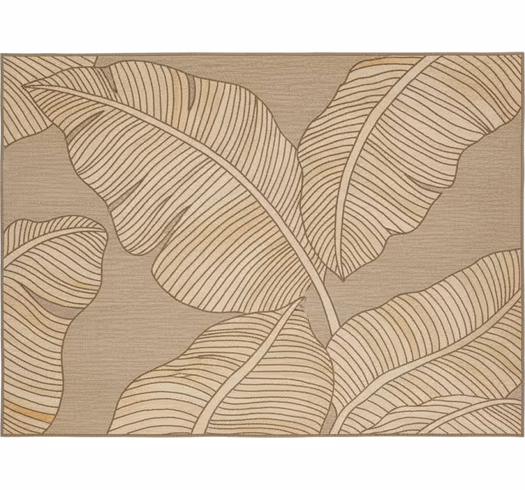 Tenda a rullo soggiorno design foglie grandi beige - TenStickers