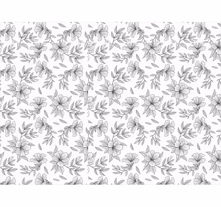 Tenda a rullo soggiorno design floreale bianco e nero - TenStickers