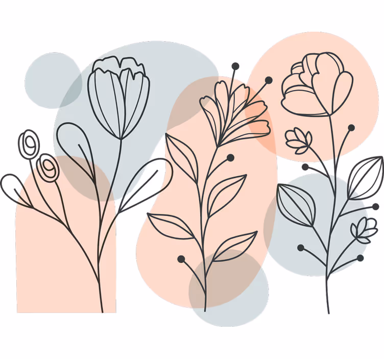 Tenda a rullo camera da letto fiori minimalisti - TenStickers