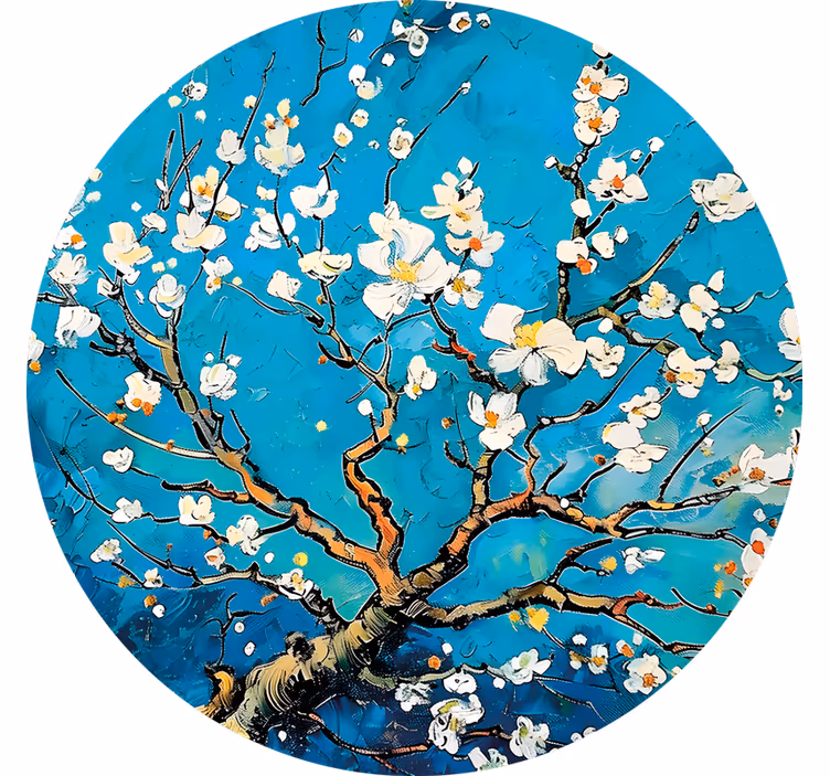 Tenda a rullo camera da letto design floreale blu rotondo - TenStickers