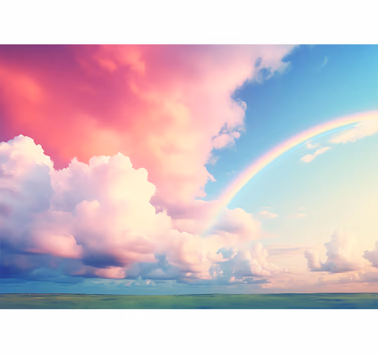Tenda a rullo cameretta cielo nuvoloso con arcobaleno - TenStickers
