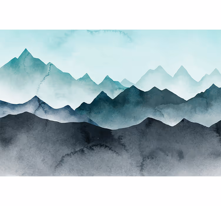 Tenda a rullo cameretta montagne blu dipinte - TenStickers