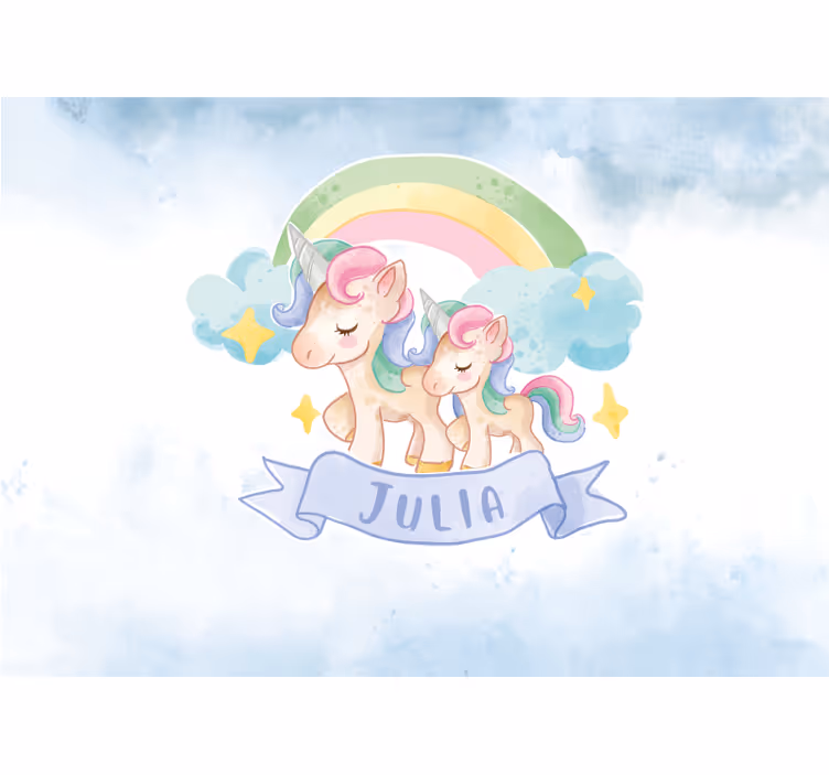 Tenda a rullo cameretta unicorni felici su un arcobaleno - TenStickers