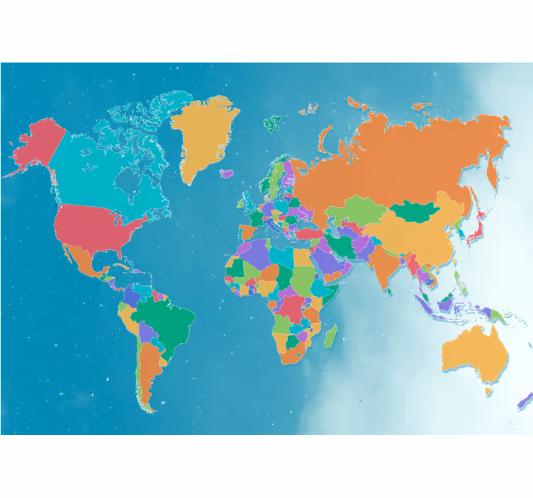 Tenda a rullo cameretta mappa politica colorata - TenStickers