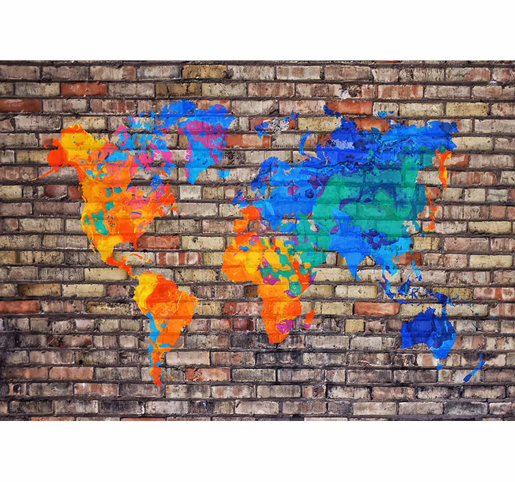 Tenda a rullo cameretta mappa politica a colori - TenStickers