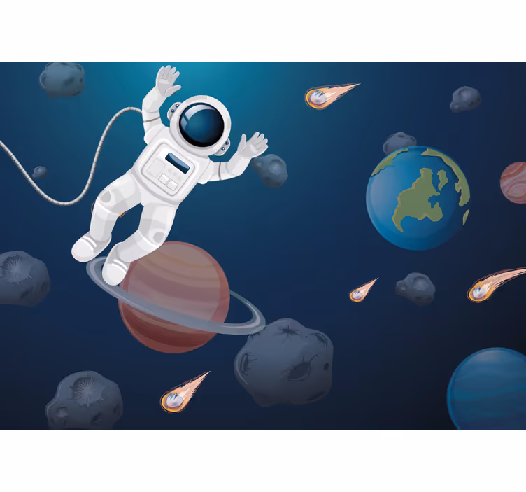 Tenda a rullo cameretta astronauta fumetto flottante - TenStickers