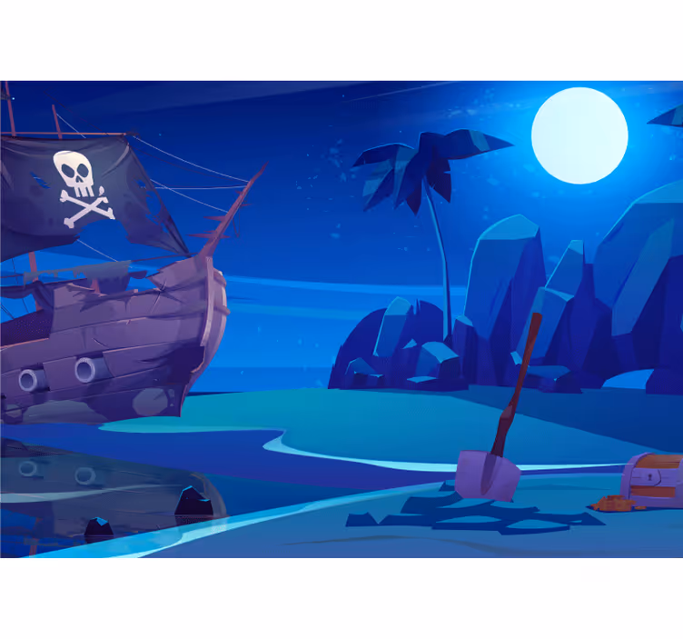 Tenda a rullo cameretta nave pirata notturna - TenStickers