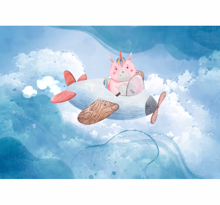 Tenda a rullo cameretta unicorno volante nel cielo - TenStickers