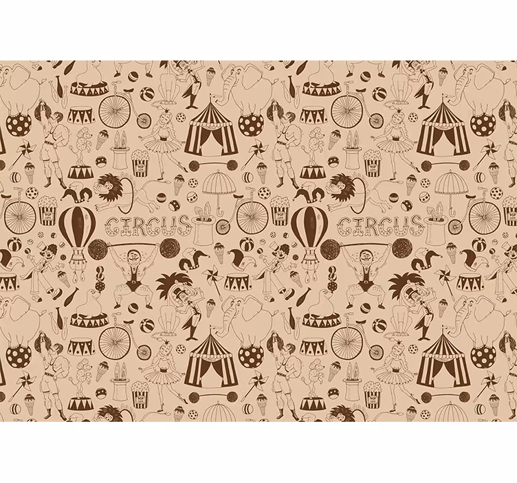 Tenda a rullo cameretta motivo circo marrone retro - TenStickers