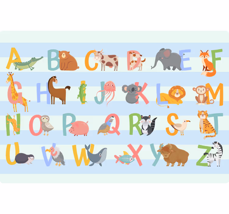 Tenda a rullo cameretta alfabeti con figure - TenStickers