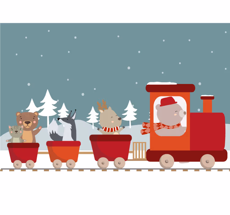 Tenda a rullo cameretta animali in treno - TenStickers