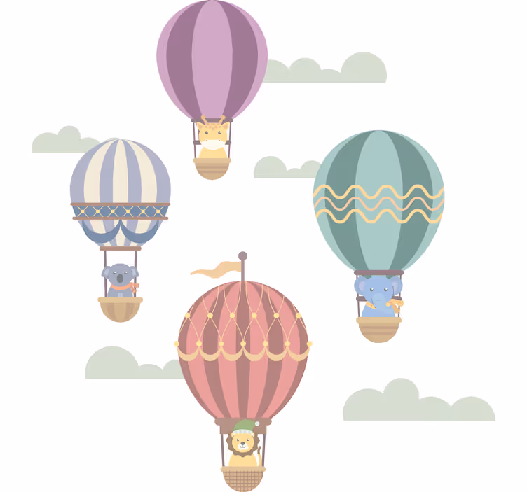 Tenda a rullo cameretta palloni volanti con animali - TenStickers