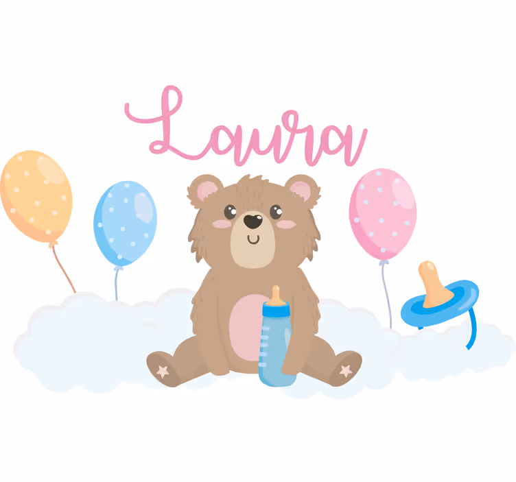 Tenda a rullo cameretta orsetto carino con nome - TenStickers