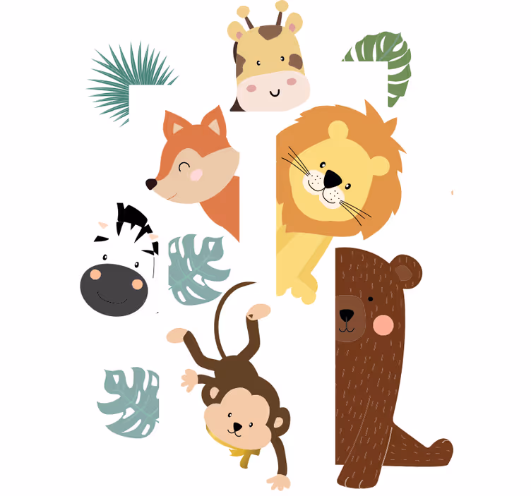 Tenda a rullo cameretta animali alla porta - TenStickers