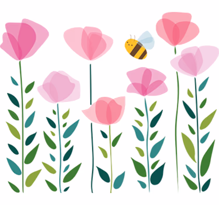 Tenda a rullo cameretta fiori rosa e ape - TenStickers