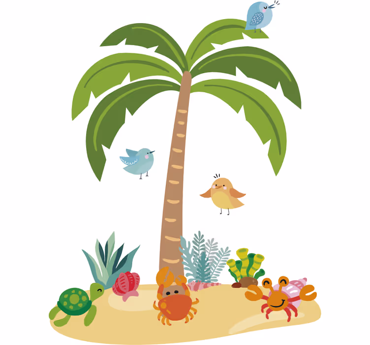 Tenda a rullo cameretta palme e animali marini - TenStickers