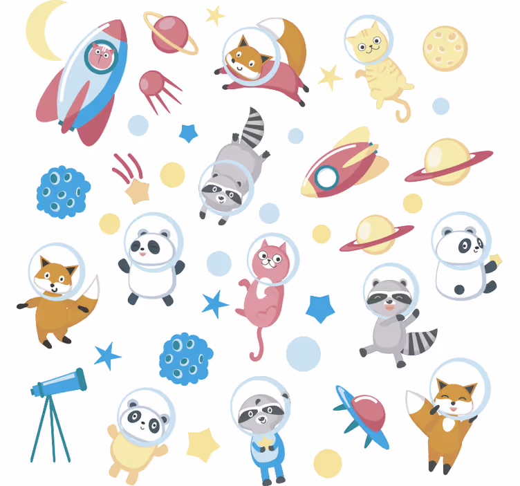 Tenda a rullo cameretta animali nello spazio - TenStickers