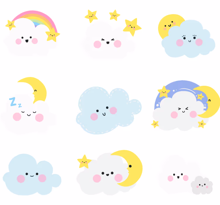 Tenda a rullo cameretta nuvole bianche e blu - TenStickers