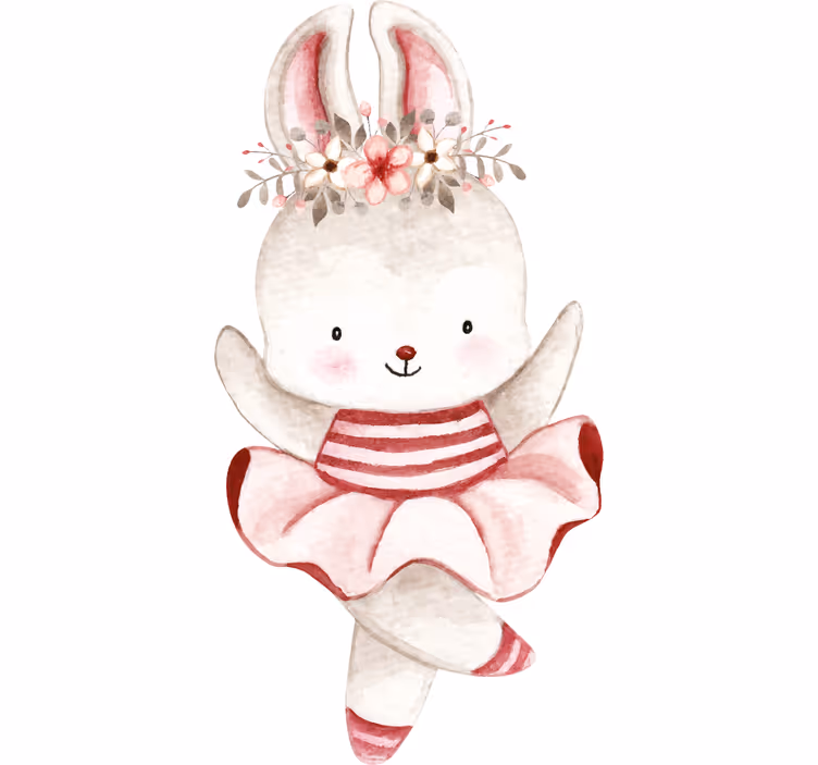 Tenda a rullo cameretta con coniglietta ballerina in rose - TenStickers