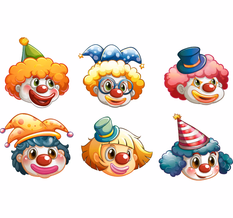 Tenda a rullo cameretta volti di clown colorati - TenStickers