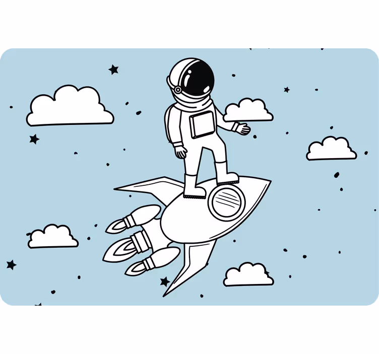 Tenda a rullo cameretta razzo astronauta e stelle - TenStickers